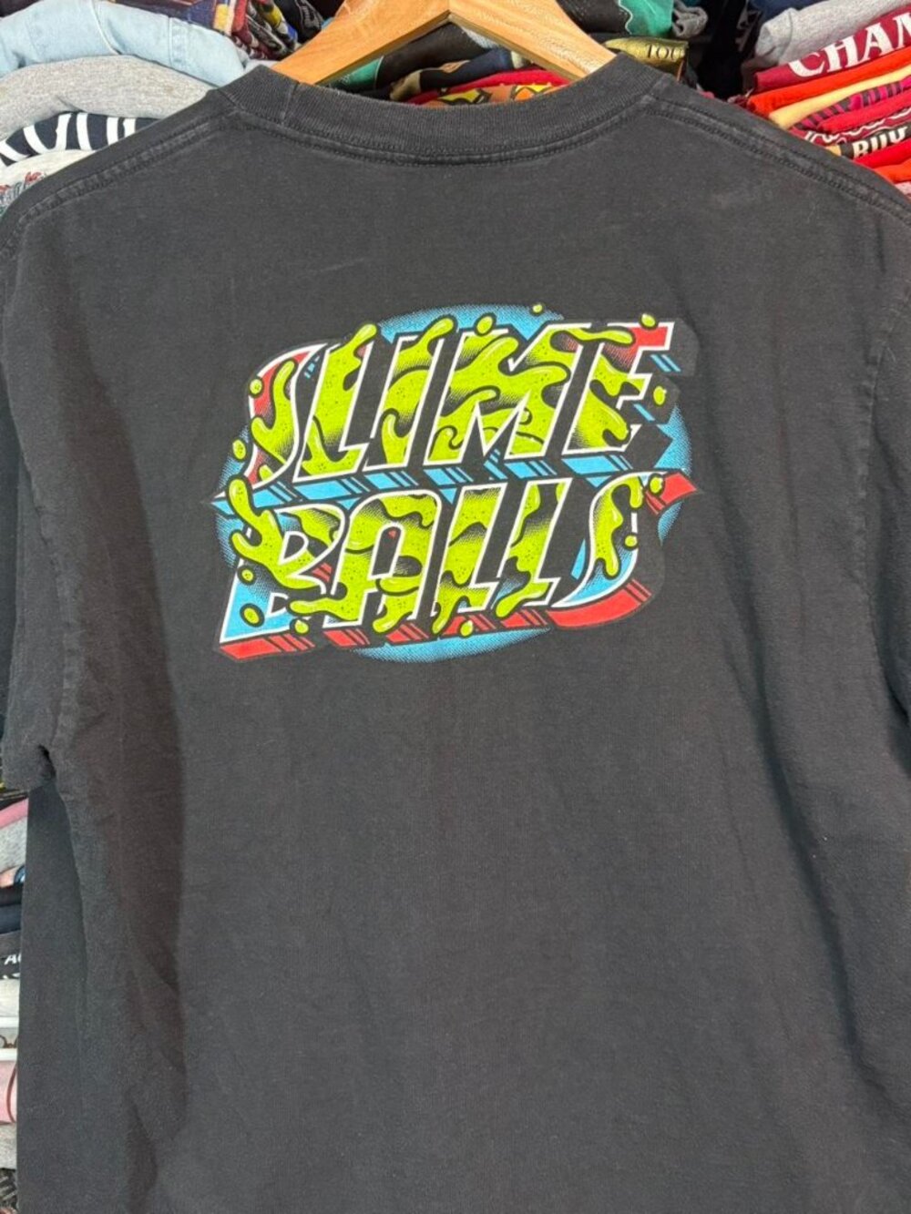 Santa Cruz slime balls skateboard wheels t shirt black